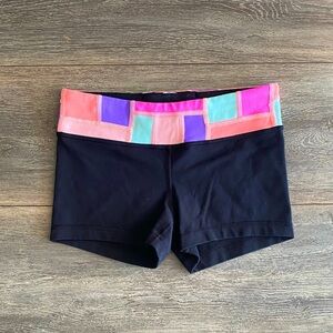Ivivva Black Shorts with Pink, Purple & Mint Waistband